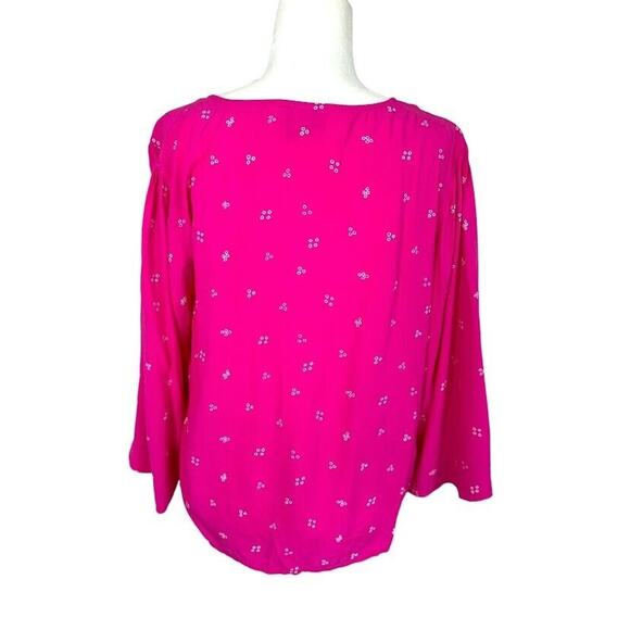 Ava & Viv Pink Top Blouse Rayon Geometric Flutter 3/4 Sleeve V Neck Plus Size X - Picture 5 of 7